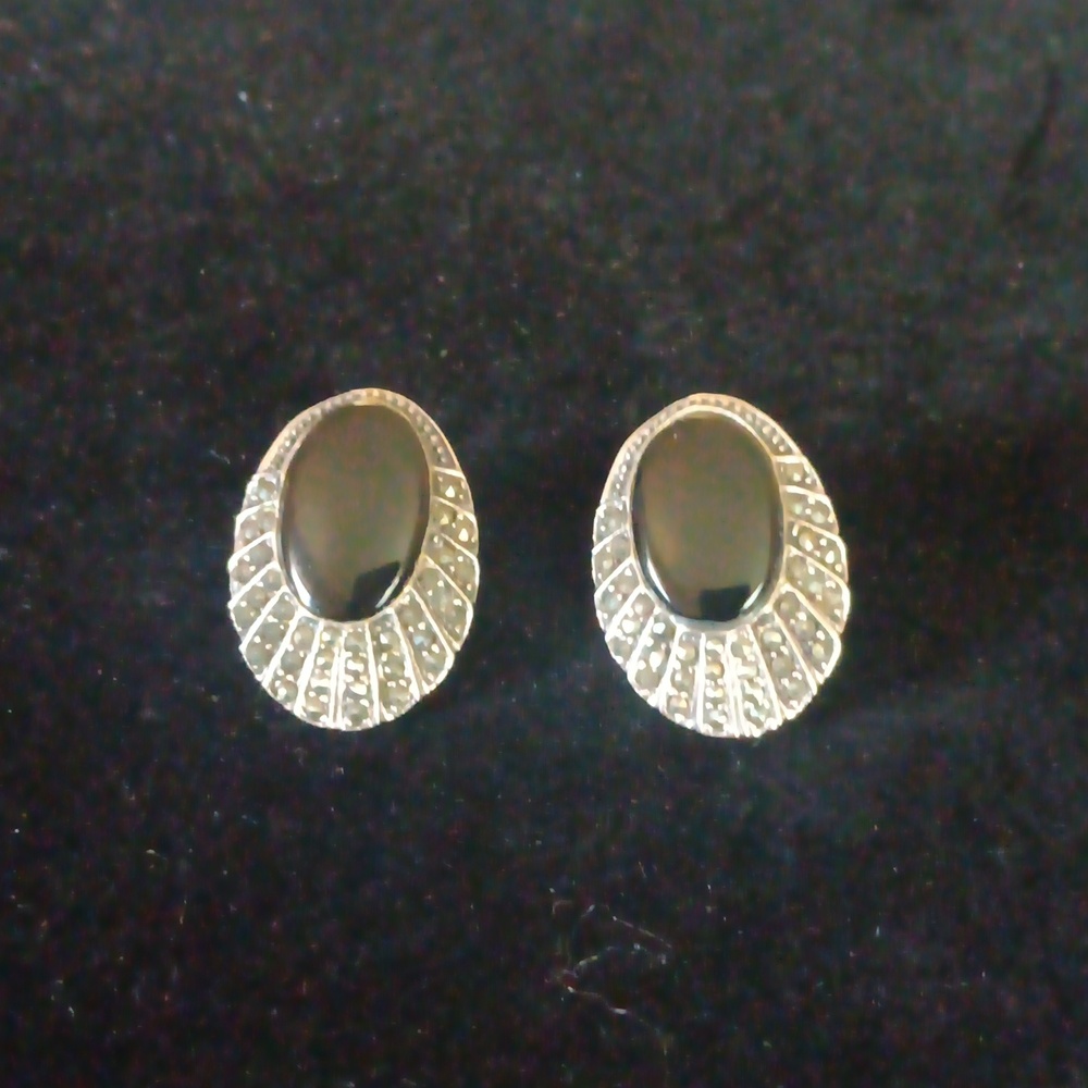 Vintage Agate Sterling Silver 925  Earings - Picture 2 of 4